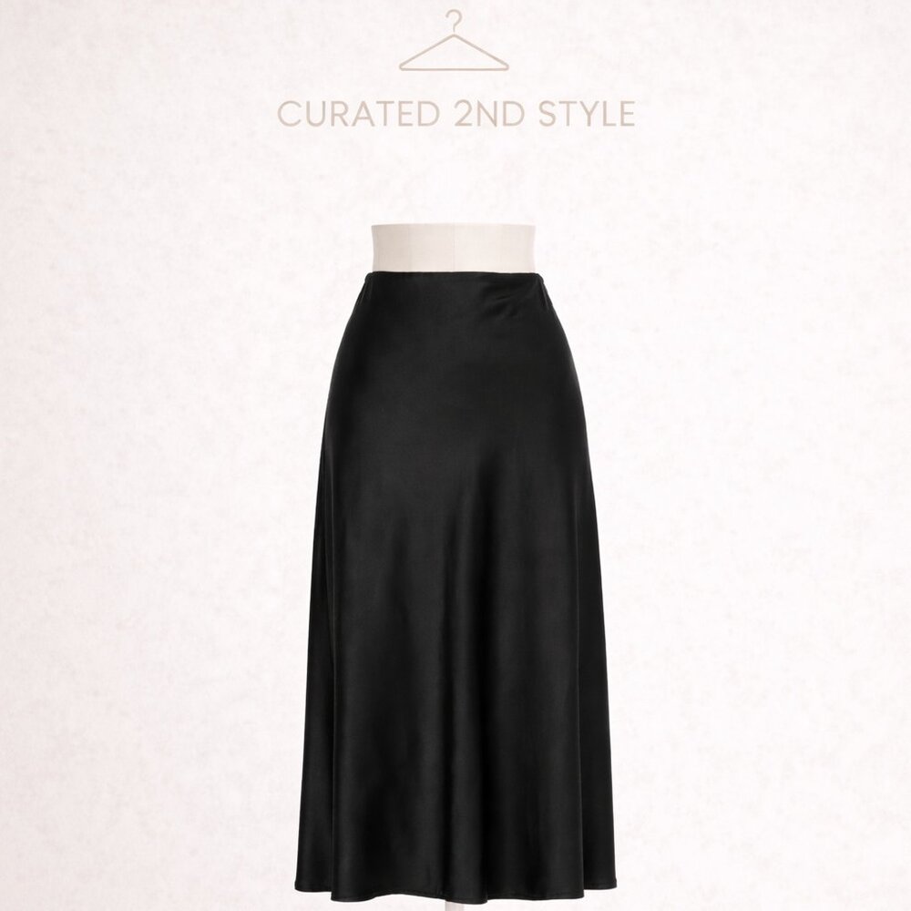 J.Crew Black Satin Bias Slip Skirt NWT Size M